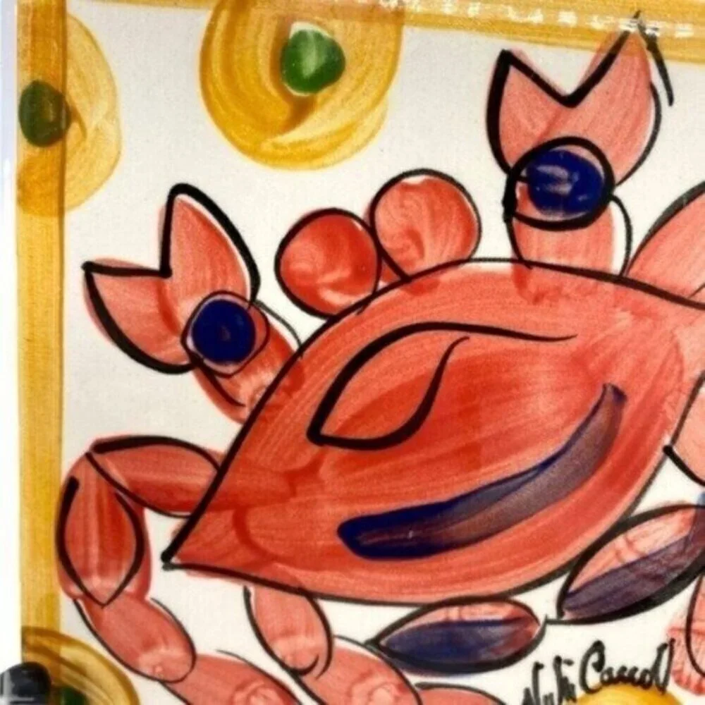 Vicki Carroll Studio Handpainted Ceramic Splish Splash Crab Tile